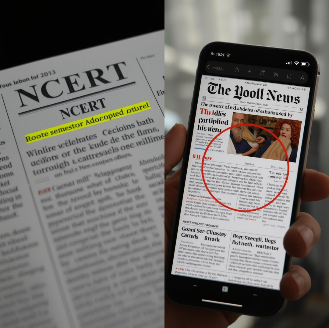 Phone showing highlighted news article